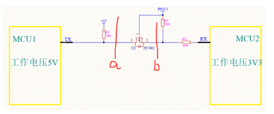 電平轉(zhuǎn)換電路 VDD和MCU之間串口通信